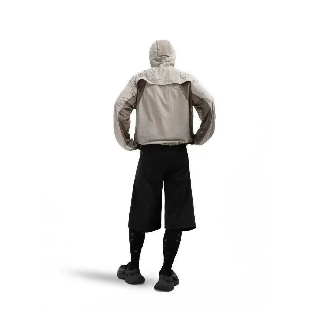 Men's mesh stitch UV protection shirt in desert brown colour showing ventilation detailing