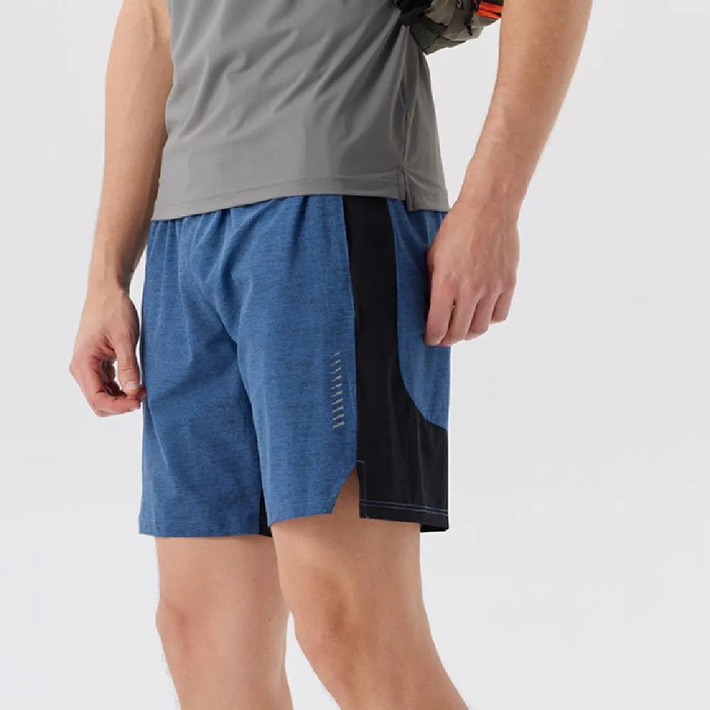 Men's forest green five-point spandex casual shorts with mid waist