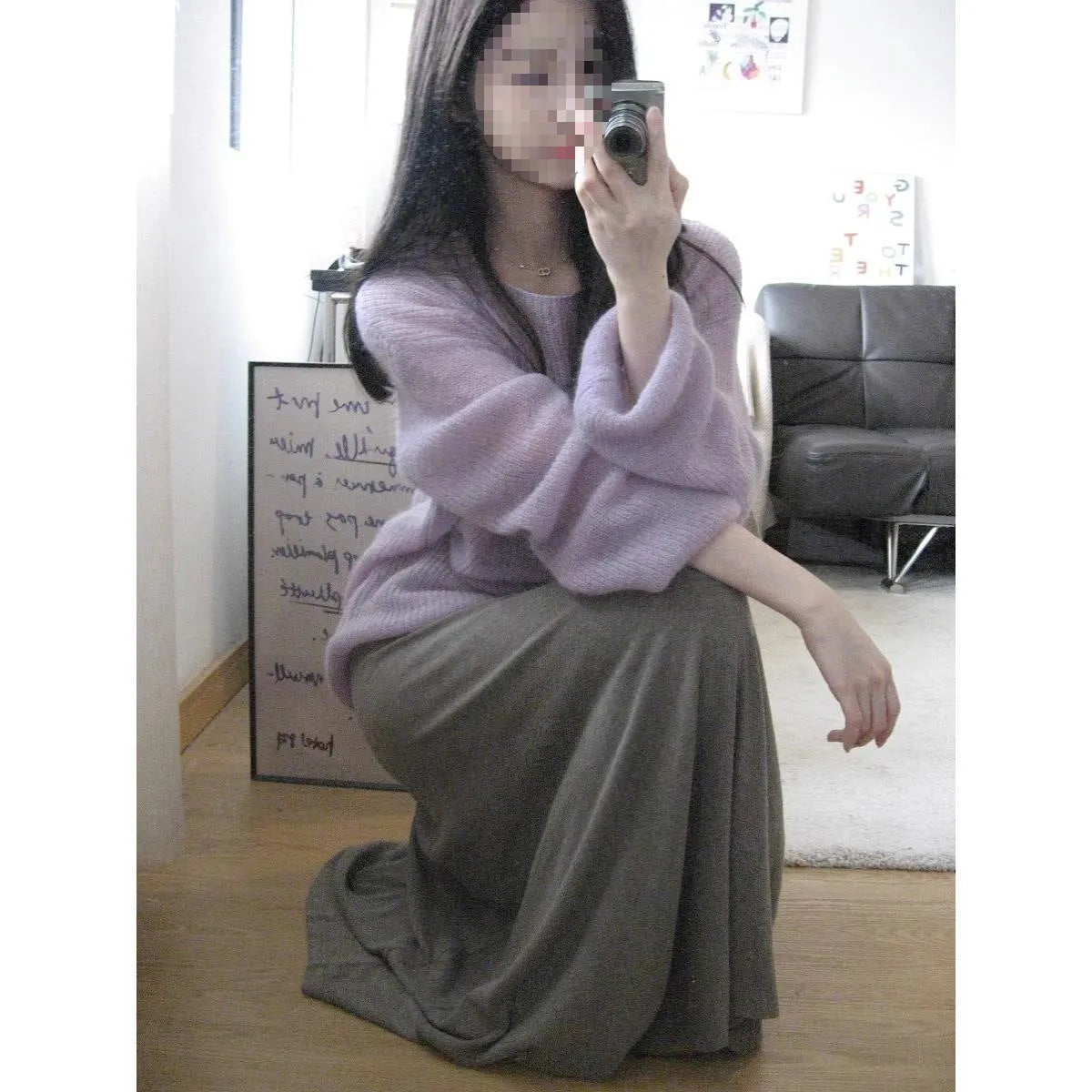 Purple women's blouse with hollow out detailing and princess sleeves