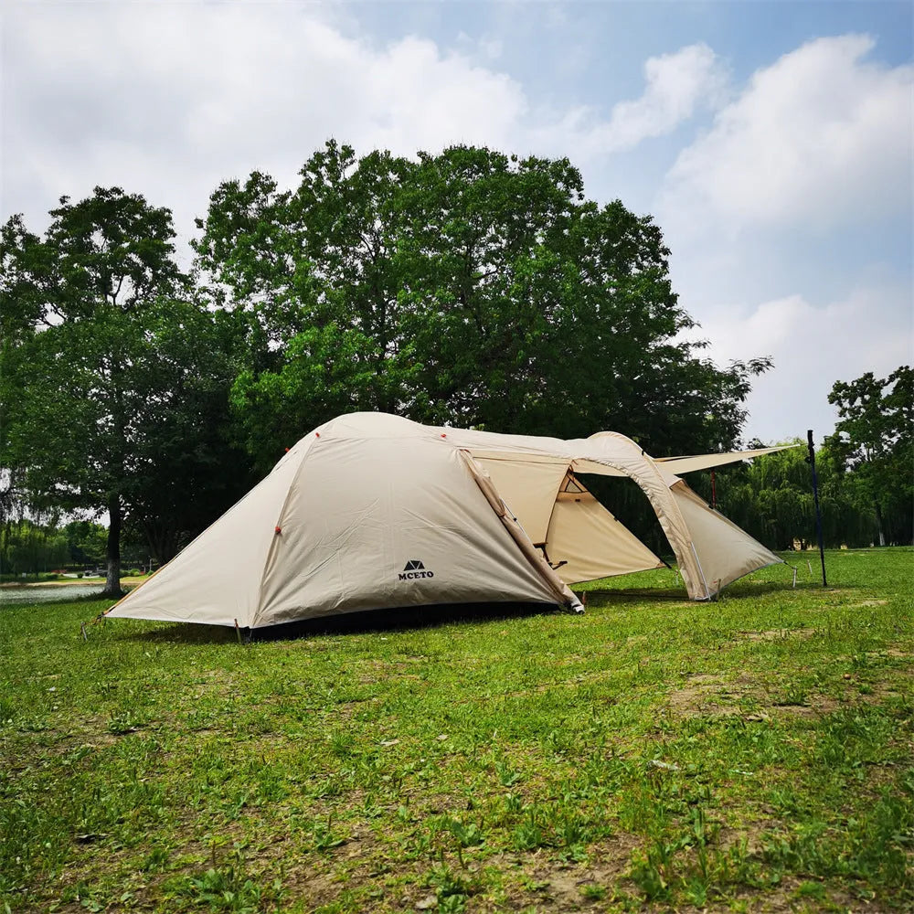 Camping tent for 3-4 people aluminium pole windproof rainproof family outdoor shelter army green colour