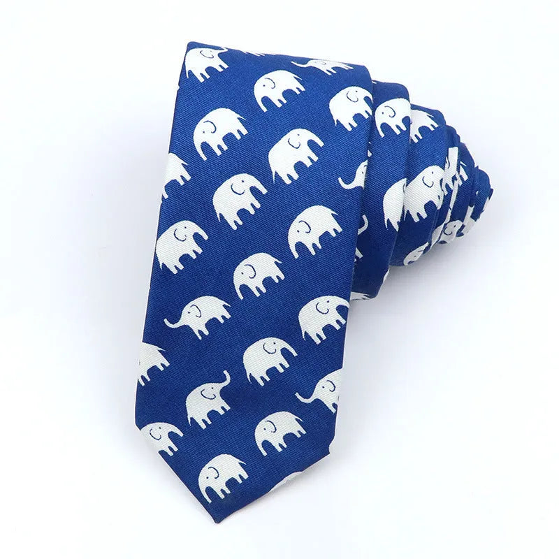 Korean style narrow cotton bow tie for men with printed cartoon pattern design