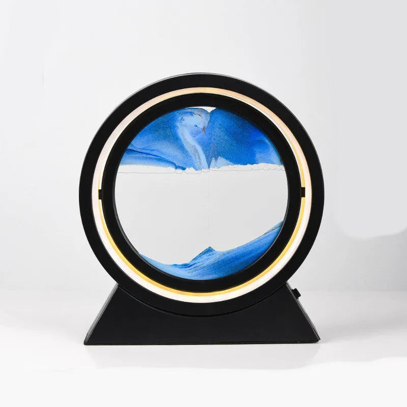 3D dynamic quicksand art ornament in glass casing with plastic base, 24cm tall, in picture colour