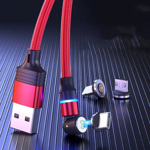 540 degree rotating magnetic suction charging cable for Type C Android, black 1m length, with magnetic head attached