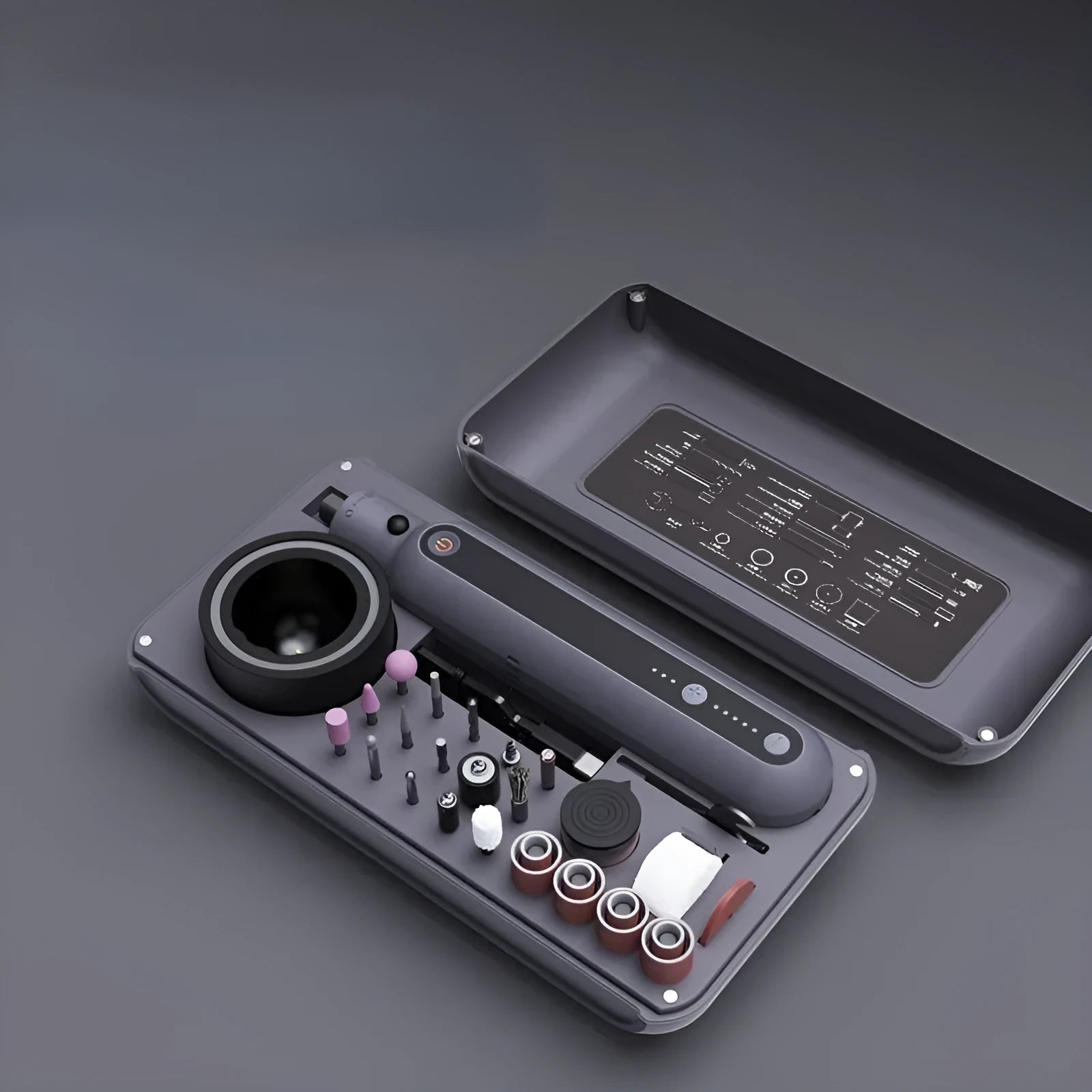 Mini electric polishing and cutting machine set with lithium battery showing compact design