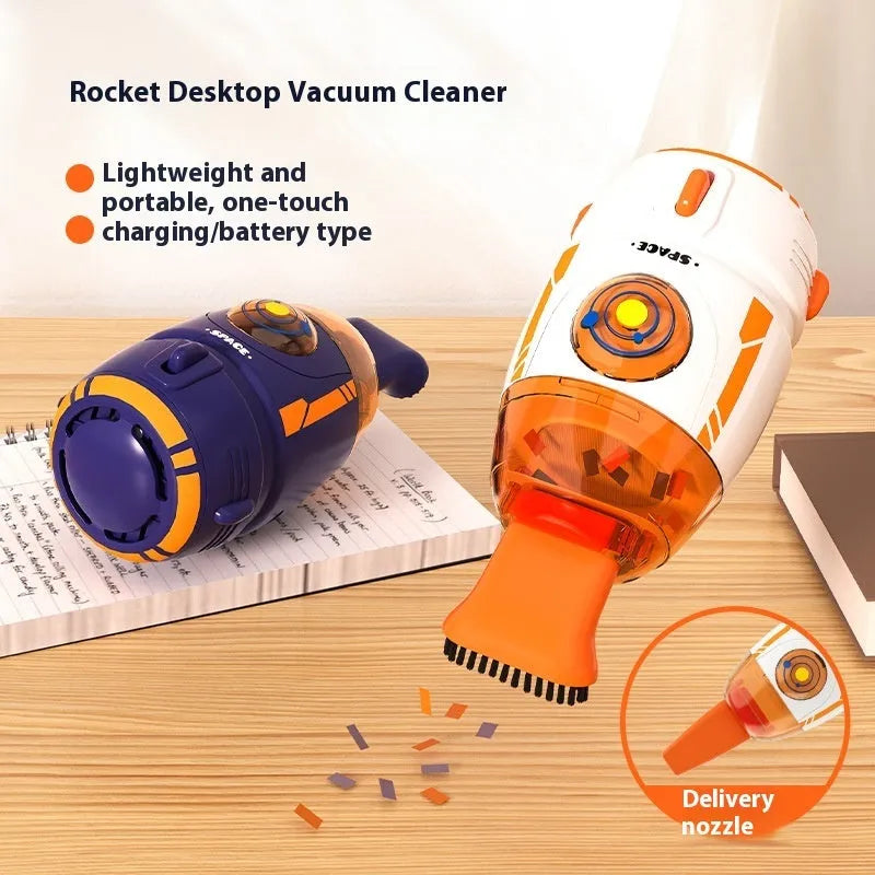 USB charging handheld desktop vacuum cleaner in multiple colour options including blue, orange, and grey white designs
