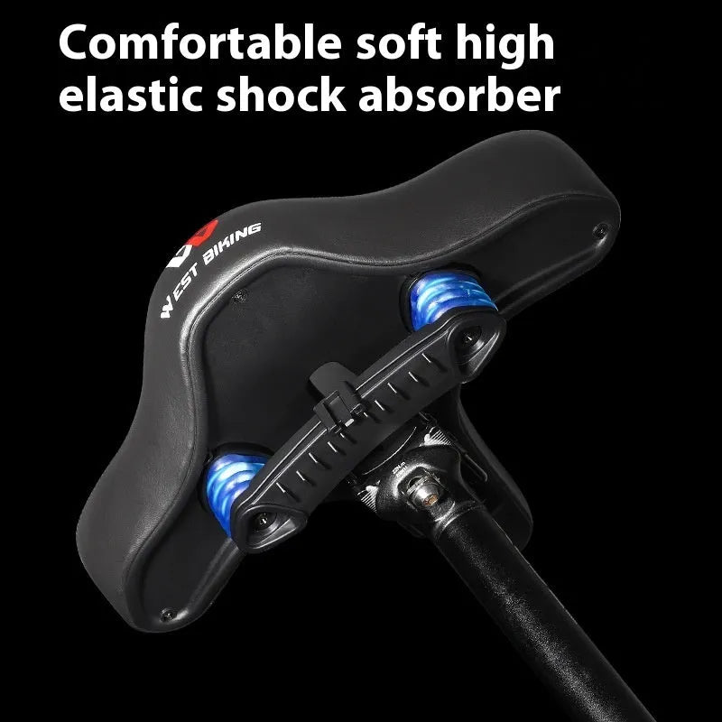 Black bicycle seat cushion with leather cover and foam padding