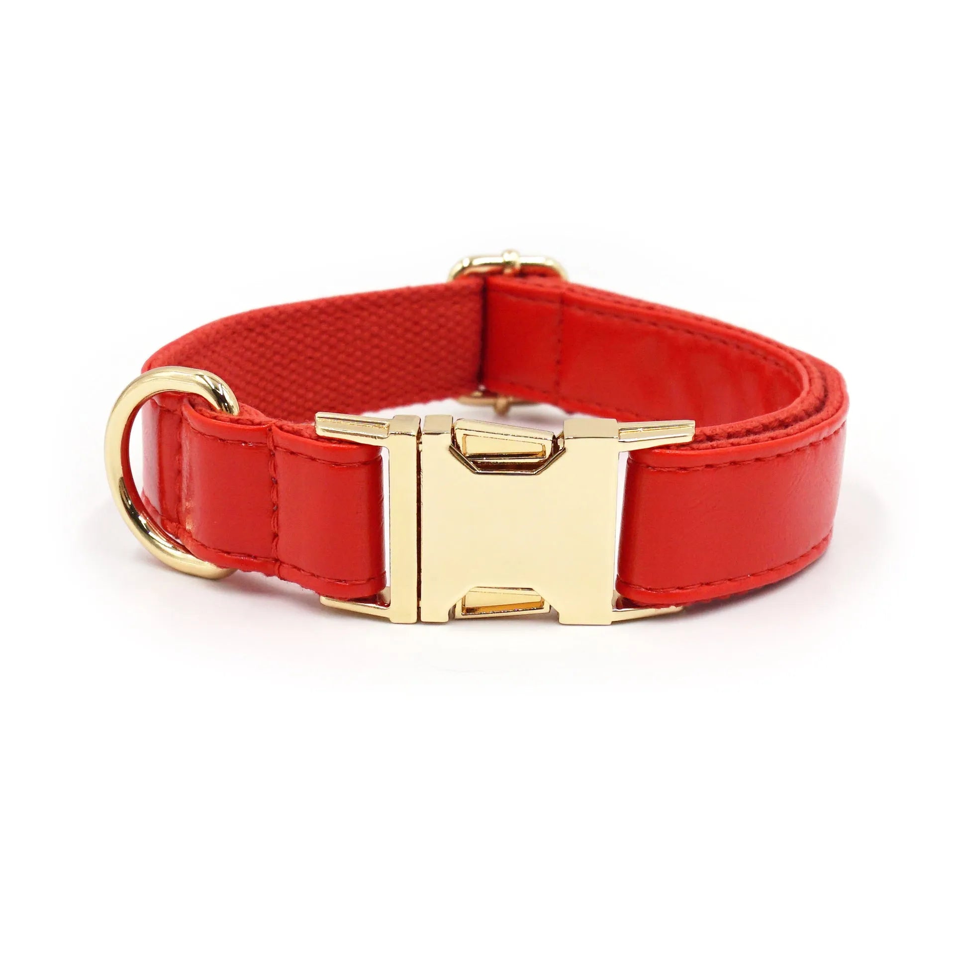Simple colour blocking velvet leather dog collar in caramel colour with size tag