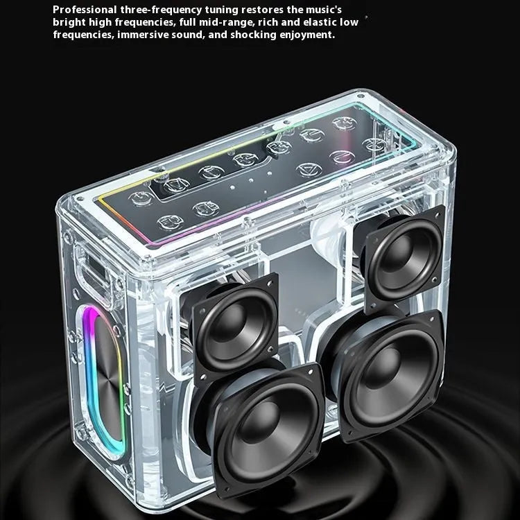 High-power outdoor karaoke Bluetooth audio with 100W dual microphone sound card in black