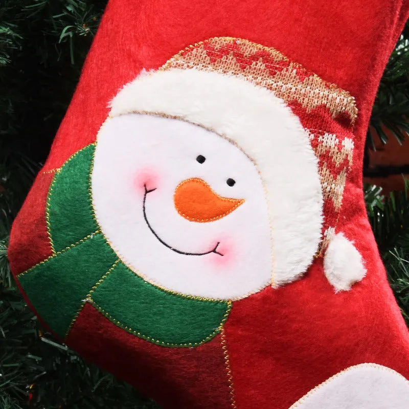 Non-woven fabric Christmas stocking pendant with elk, old man, and snowman festive designs