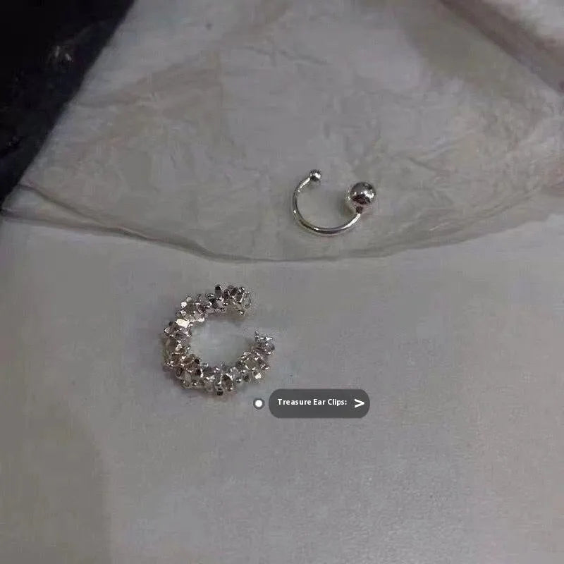 Geometric irregular clip-on earrings in frosty B4710 colour, alloy double earrings for women