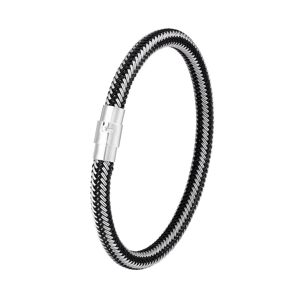 Geometric titanium steel wire bracelet with magnetic clasp in multiple colour options