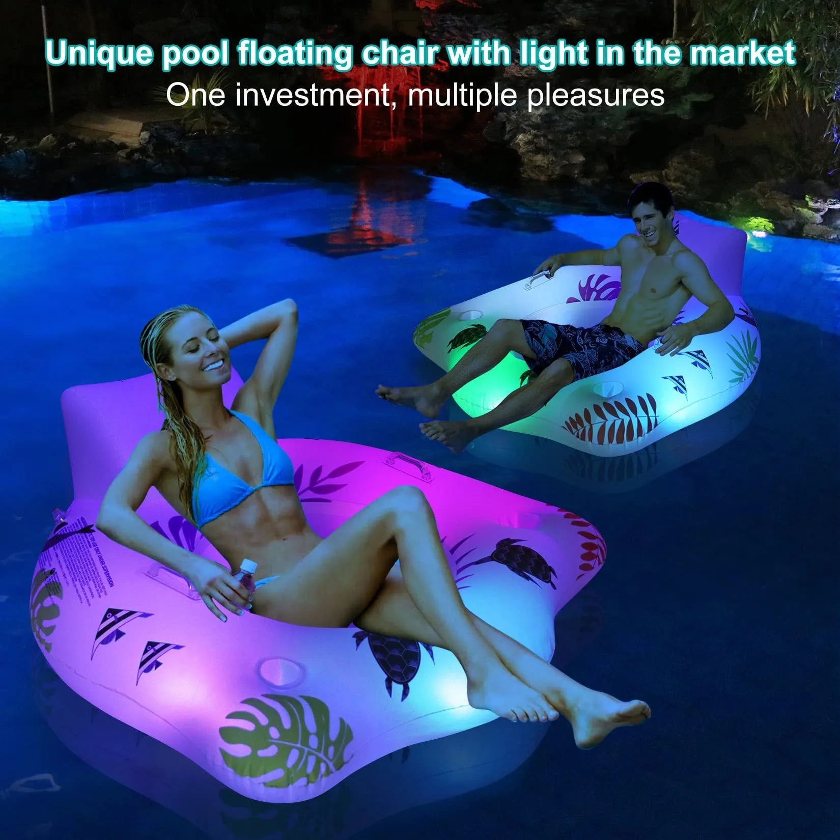 White U-shaped luminous inflatable float measuring 120x120 cm