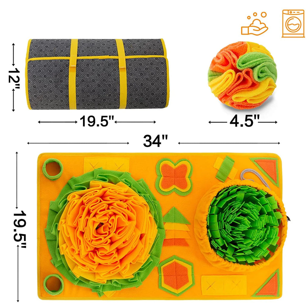 85x50cm polar fleece pet sniffing pad in cushion gift ball colour with treat hiding puzzle design