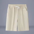 Chinese-style solid colour cropped trousers in cotton linen fabric with drawstring mid-waist