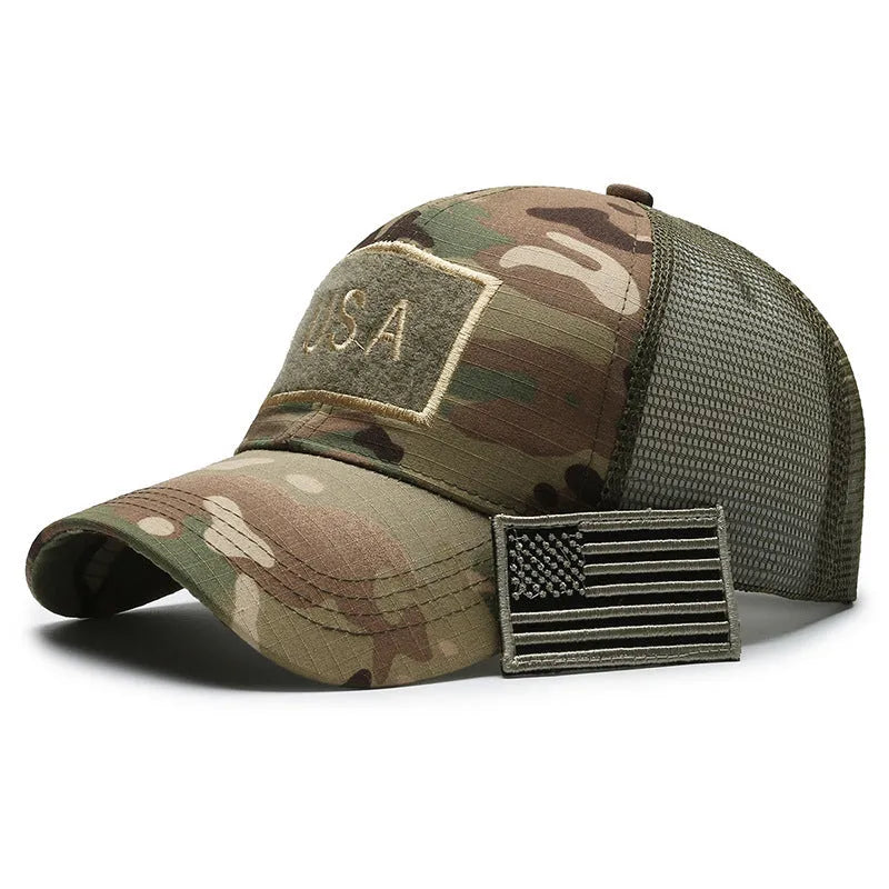 Tear mark Velcro tactical camouflage baseball cap with adjustable back and dome crown