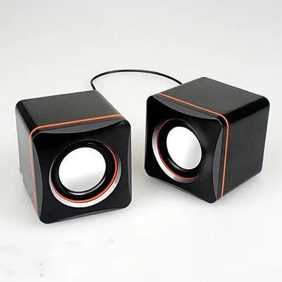 Black square USB-powered 2.0 computer speaker for desktop computers
