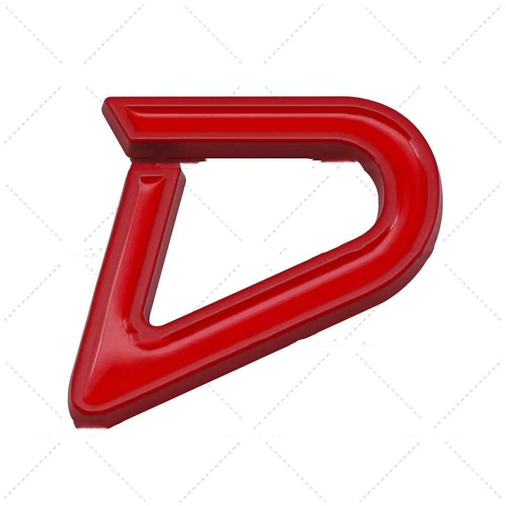 Metal car bumper sticker decorative labels showing SD and D patterns in red silver and red black colour options