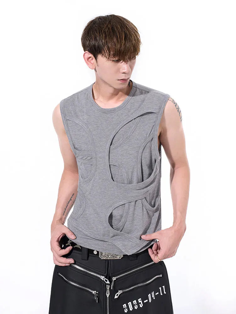 Men's solid colour lyocell vest tank top in black or grey on hanger
