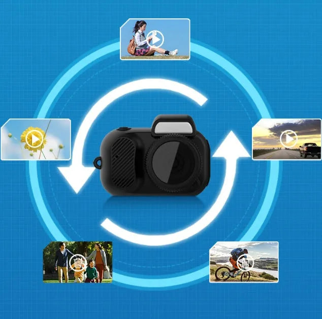 Black Y3000 HD outdoor sports camera with small LCD screen on front.