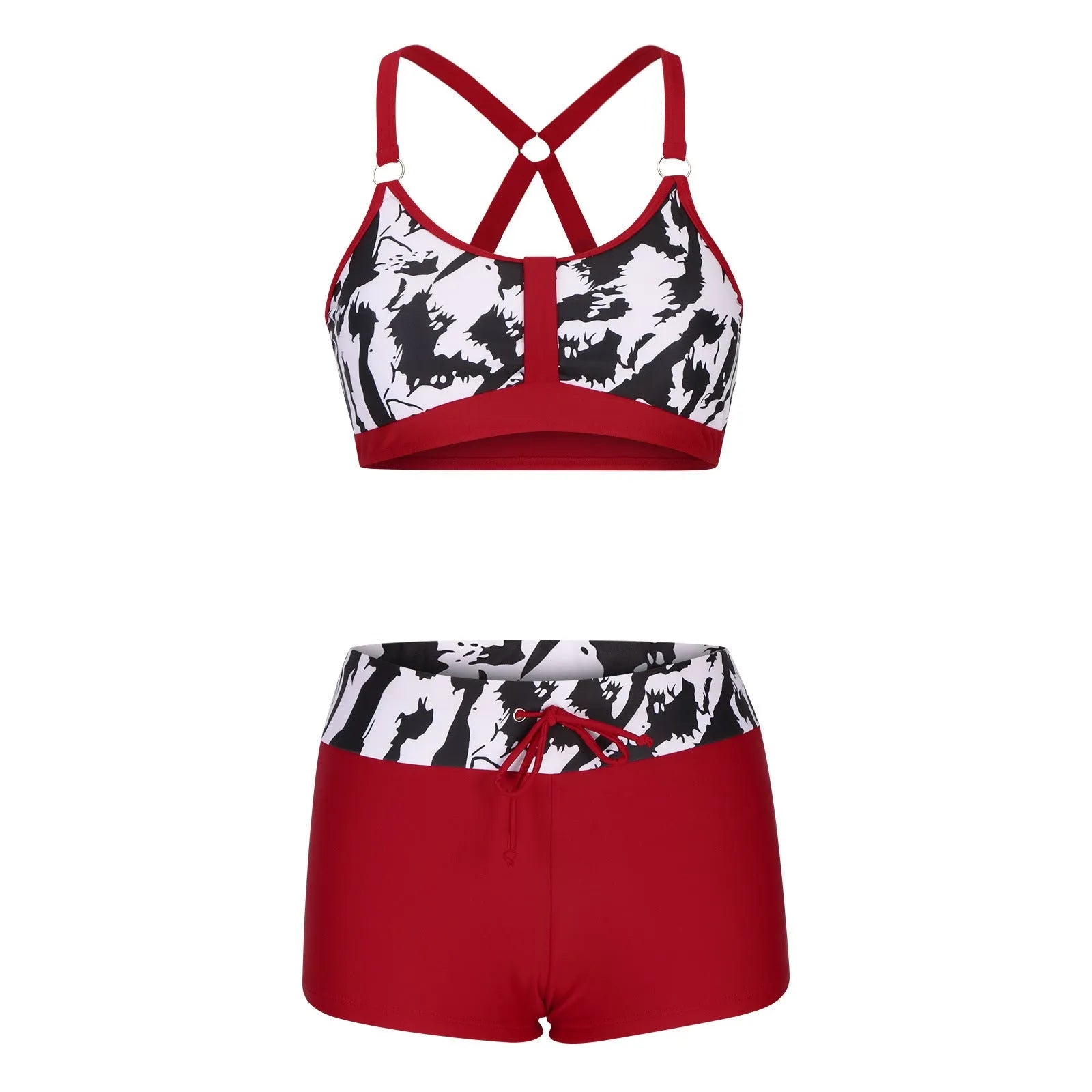 Women's floral print polyester bikini swimsuit in various colours with bra and briefs