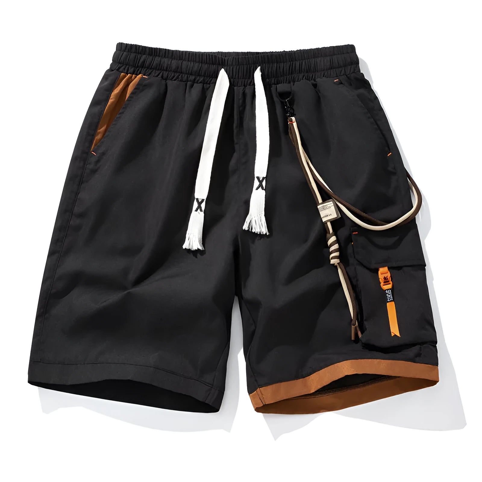 Men's plus-size loose-fit sports shorts in bamboo fibre, shown in a cropped straight-leg style.