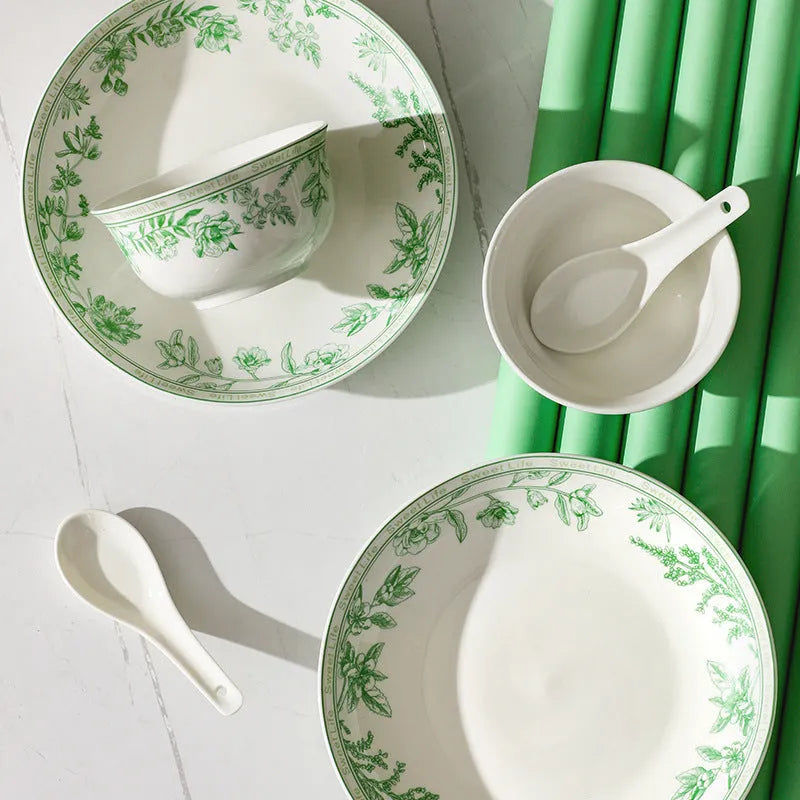 16-piece porcelain tableware set with glazed colour map design includes bowls spoons and plates