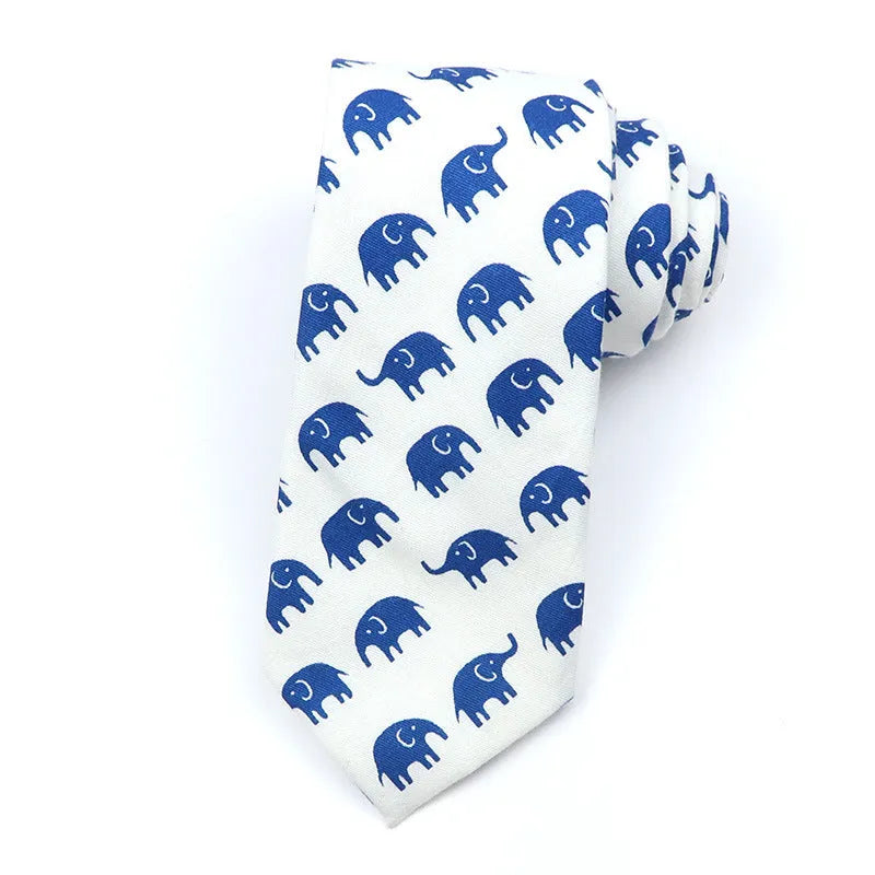 Korean style narrow cotton bow tie for men with printed cartoon pattern design
