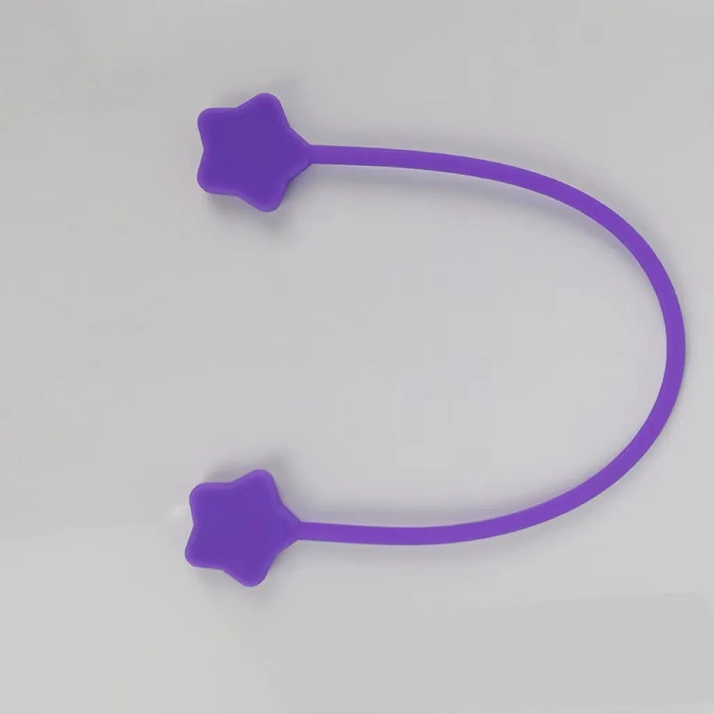 Silicone cable winder with magnet in assorted colours on a white background