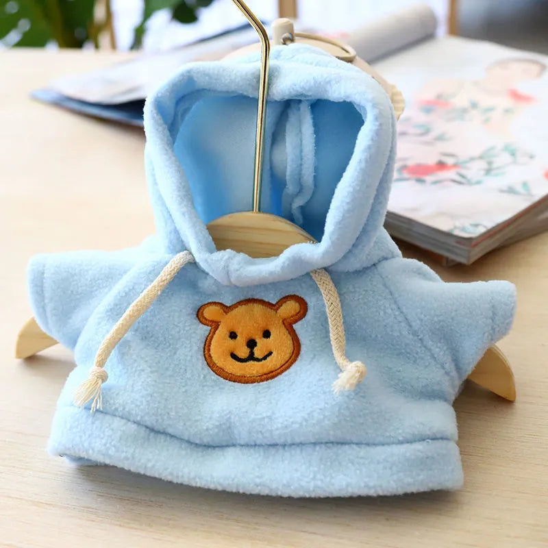 Cloth dog hoodie sweater with balaclava design in blue, shown on a mannequin.