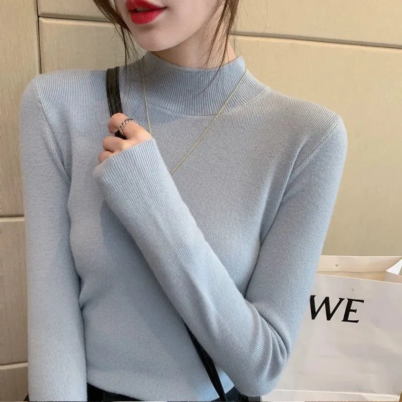 Slim fit long sleeve viscose bottoming shirt in apricot colour on a hanger