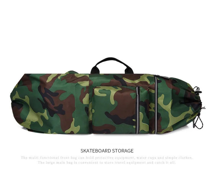 Lightweight waterproof nylon skateboard sports backpack in camouflage colour with large capacity