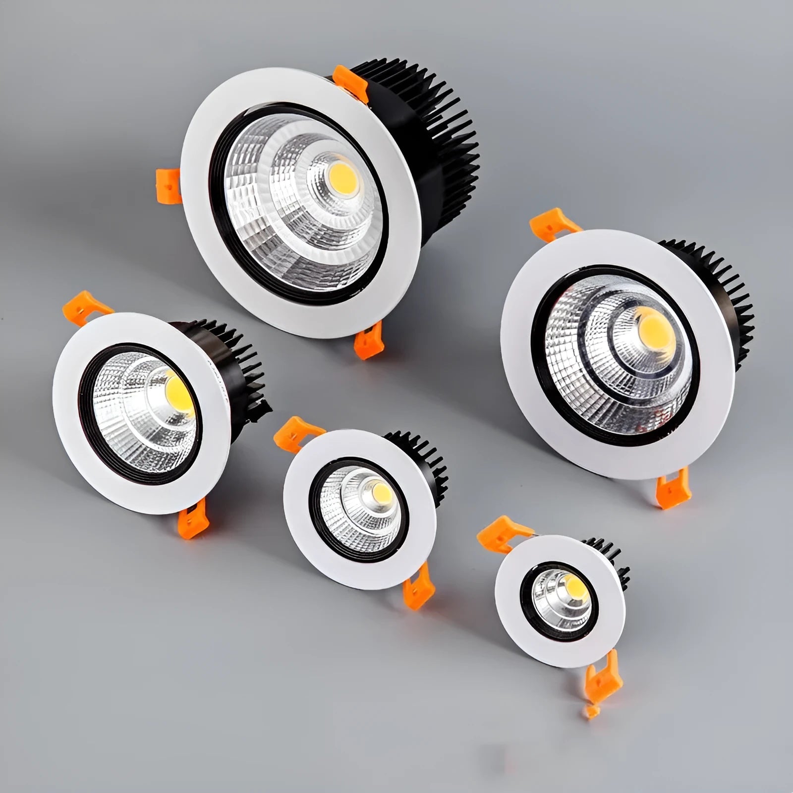 Modern recessed aluminium LED ceiling spotlight with three colour variable light settings.