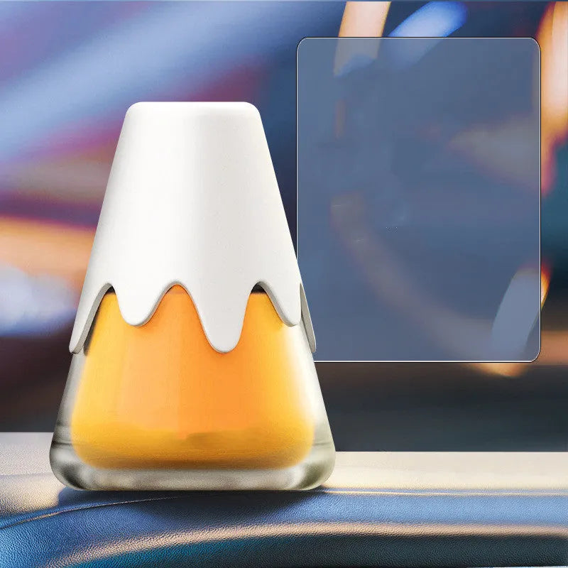 Snow mountain car aromatherapy diffuser with glass jar in purple, lime, laurel, or blue colour options