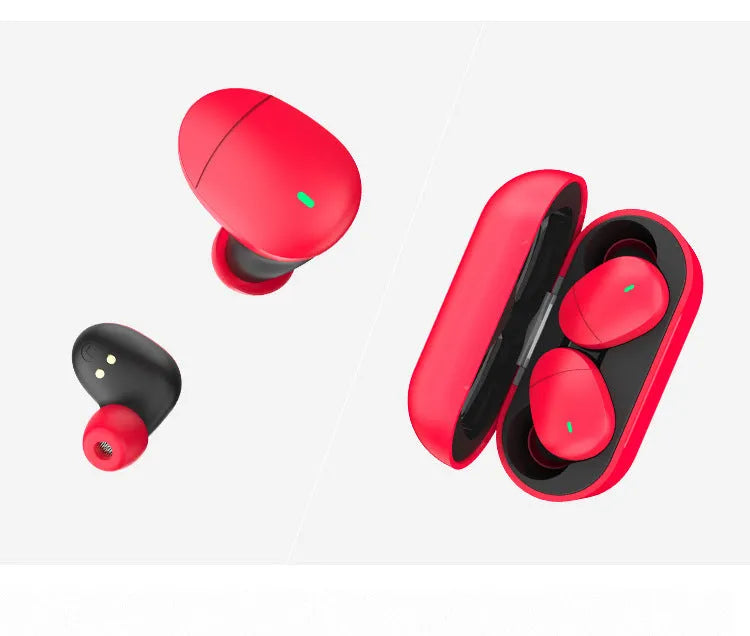 Flame red Qualcomm TWS 3040 Bluetooth 5.2 wireless earbuds with charging case
