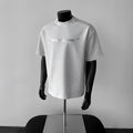 Men's short sleeve cotton pullover shirt with printed letters in light grey colour
