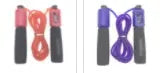 Fitness skipping rope with 3m length and sponge handles in black blue green or red