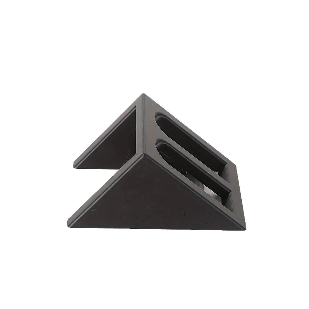 Black punk-style plastic pistol stand for firearm display