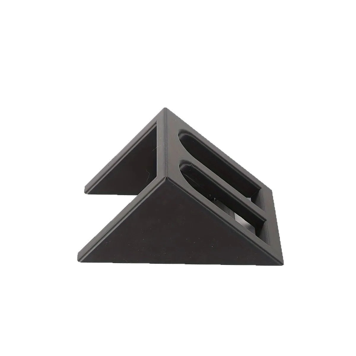 Black punk-style plastic pistol stand for firearm display