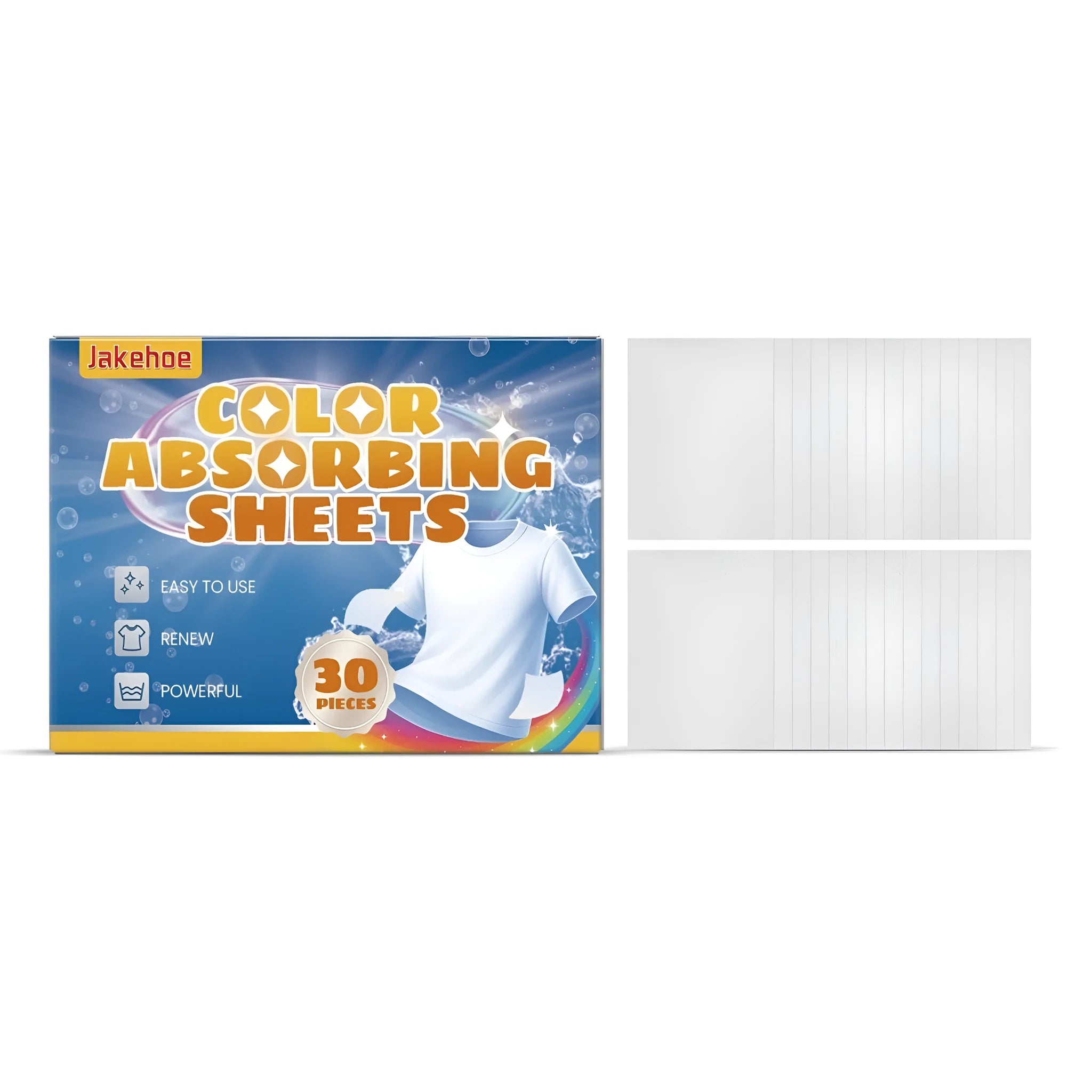 30-piece pack of white colour absorbing laundry sheets for washing machines