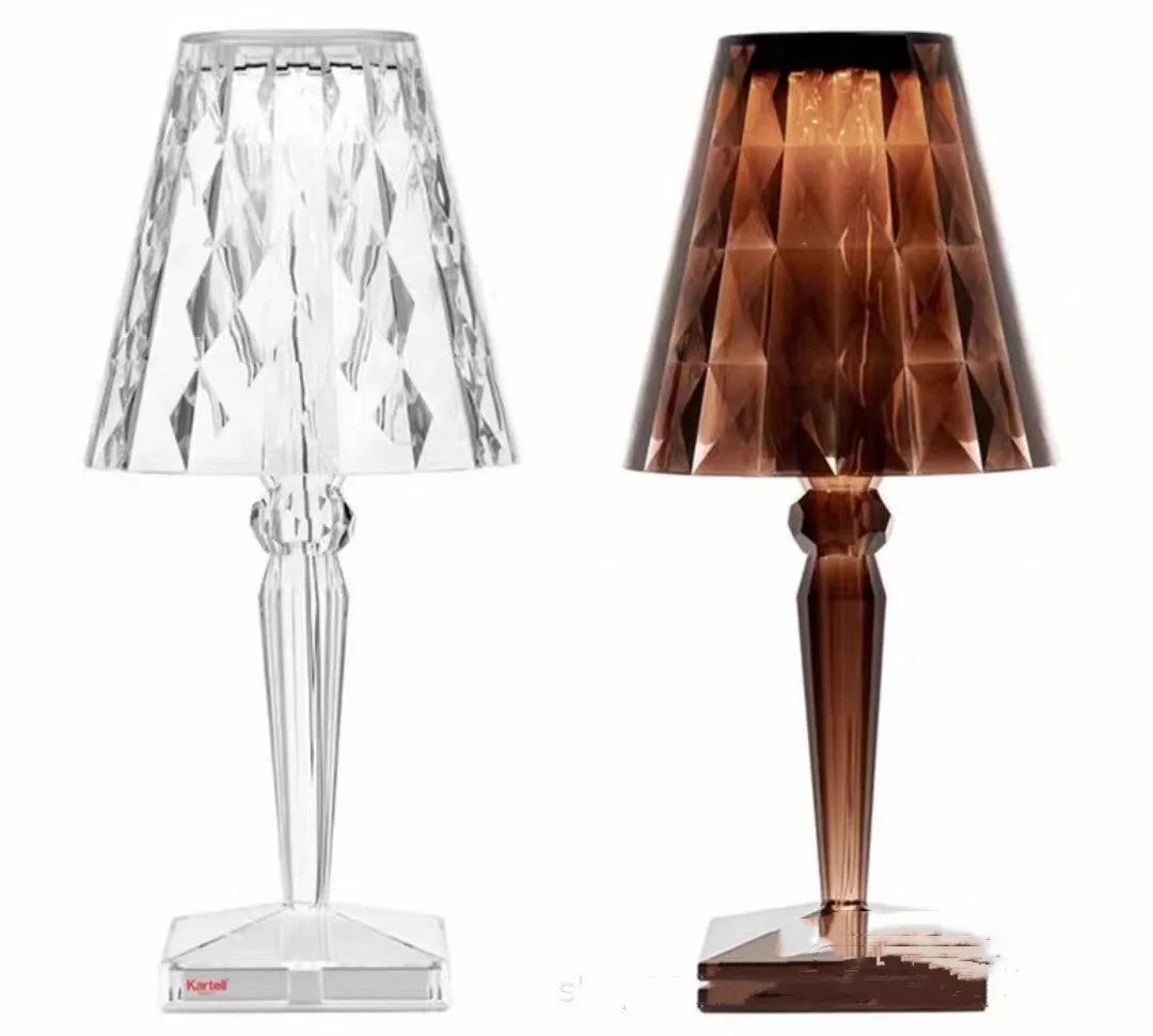 Rose gold plated portable touch projection night light with acrylic base and dimmable lighting