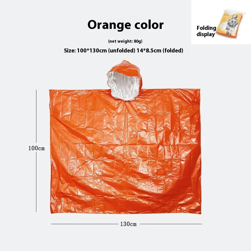 Marathon Wild Cross-country Raincoat in orange or army green, shown with carry pouch