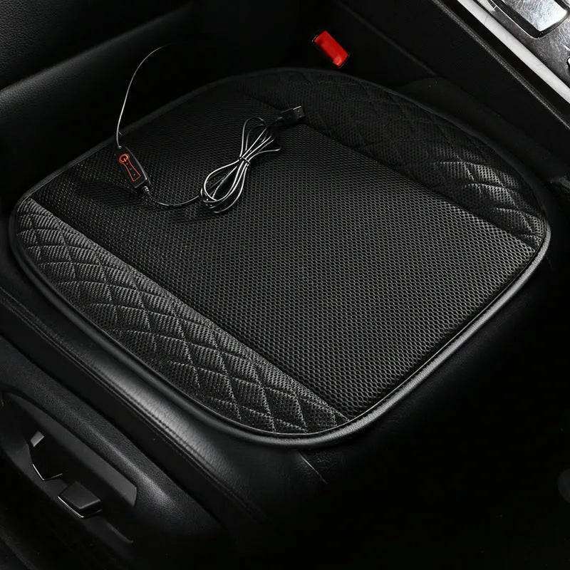 USB ventilated car seat cushion in multiple colours with cooling fans visible