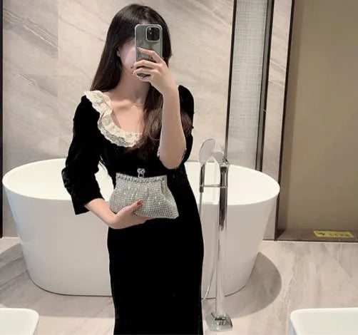 Women's solid colour ABS dinner bag in dumpling bun style, available in Green Diamond, Gold Diamond, and Silver Diamond