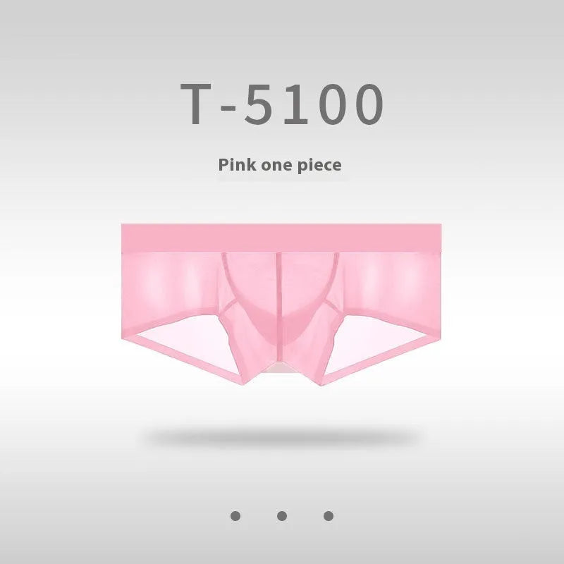 Men's seamless ice silk low waist underwear in multiple colours showing ultra-thin sheer fabric