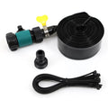Blue or orange portable garden sprinkler with solar water cooling and PVC hose in three length options