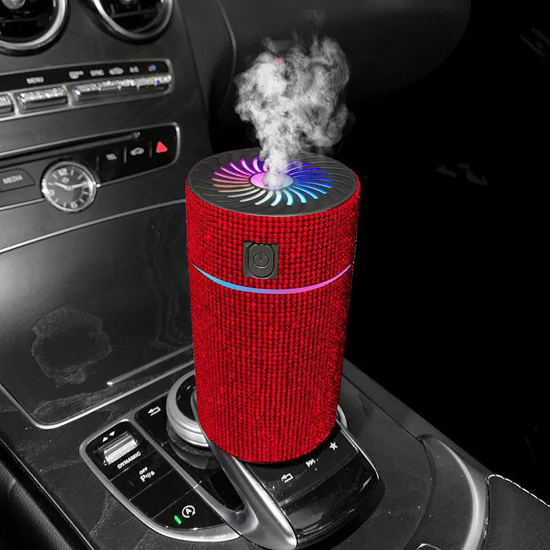 Car mounted air purification humidifier in diamond material with USB power cable