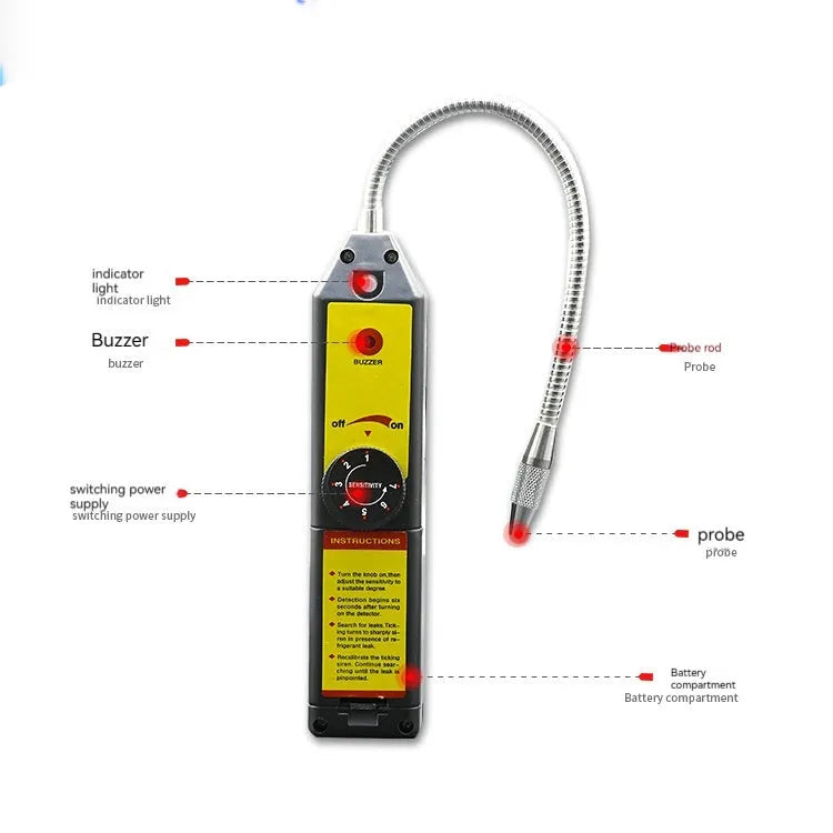 WJL-6000 electronic halogen leak detector with 20cm probe for automotive air conditioning refrigerant testing