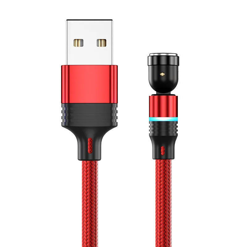 540 degree rotating magnetic suction charging cable for Type C Android, black 1m length, with magnetic head attached