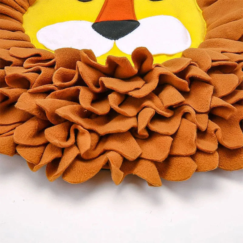 Brown layered sniffing pad for dogs and cats measuring 33cm with treat hiding pockets