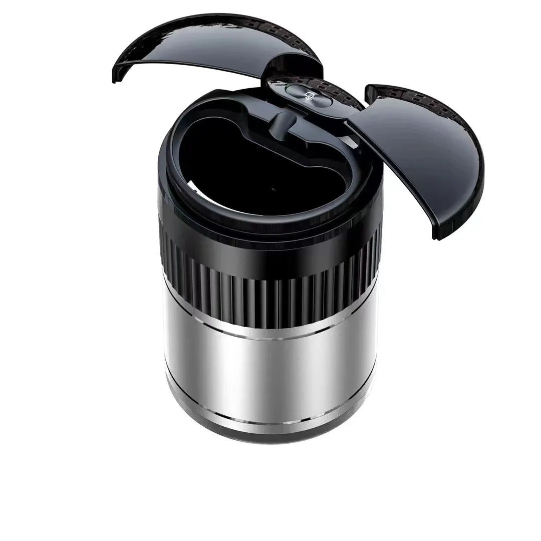 Metal car ashtray with automatic sensing technology and lid for vehicle use